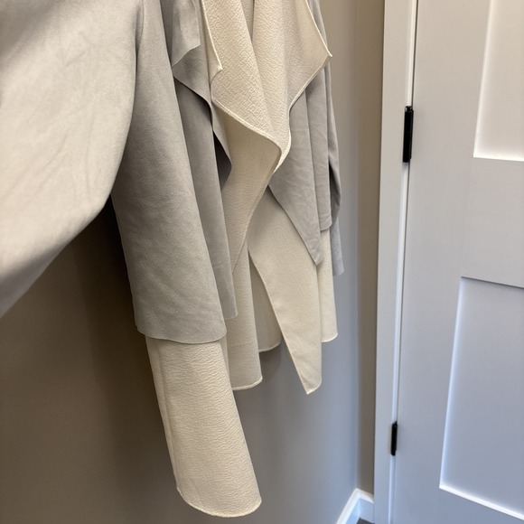 Chico's Faux Suede Open Front Light Gray Jacket Size 8/10 Medium Chico's Size 1 - Picture 7 of 15